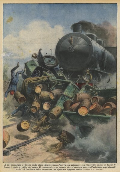 At a Level Crossing on the Montebelluna-Padua Line, a Truck with Trailer? by Achille Beltrame