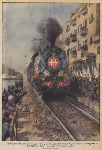 Accompanied by the Emotional Tribute of the People, the Body of the First Queen of Italy Traveled by Achille Beltrame