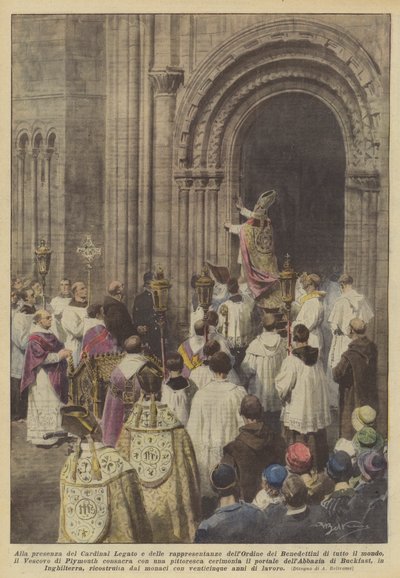 In the Presence of the Cardinal Legate and Representatives of the Benedictine Order from All Over... by Achille Beltrame