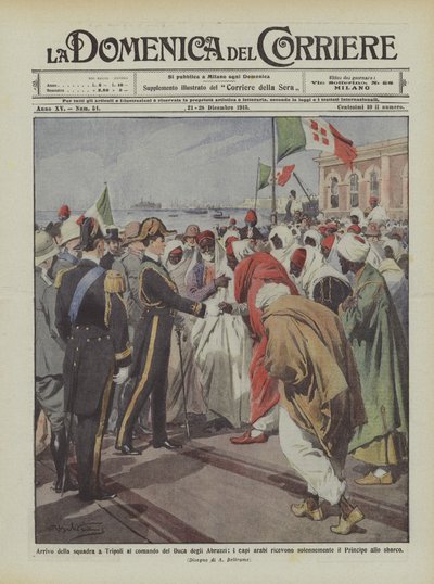 Arrival of the Squad in Tripoli Commanded by the Duke of Abruzzi, Arab Leaders Receive by Achille Beltrame
