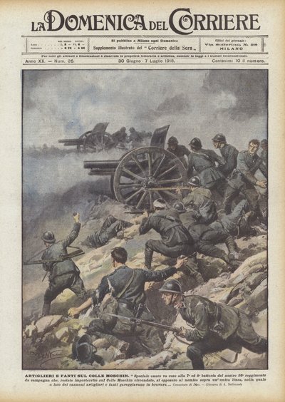 Artillerymen and Infantry on Colle Moschin by Achille Beltrame