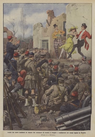 Artists from London Variety Theatres Entertaining the Fighters in the Fields by Achille Beltrame