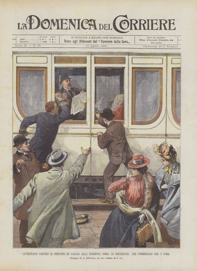 Attempt on the Prince of Wales at the North Station, Brussels, on the Afternoon of the 4th by Achille Beltrame