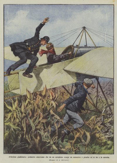 Judicial Aviation, American Policeman Spots a Murderer from an Airplane and Arrests Him by Achille Beltrame