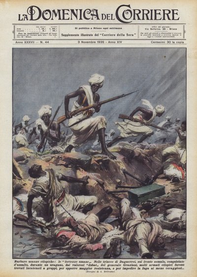 Barbaric Ethiopian Customs, Human Fortresses by Achille Beltrame