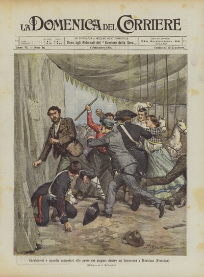 Carabinieri and Rural Guards Grapple with Gypsies Inside a Shack in Mortizza (Piacenza) by Achille Beltrame