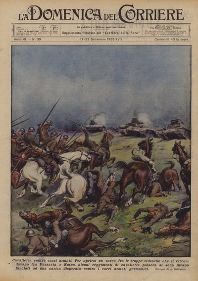 Cavalry Against Tanks by Achille Beltrame