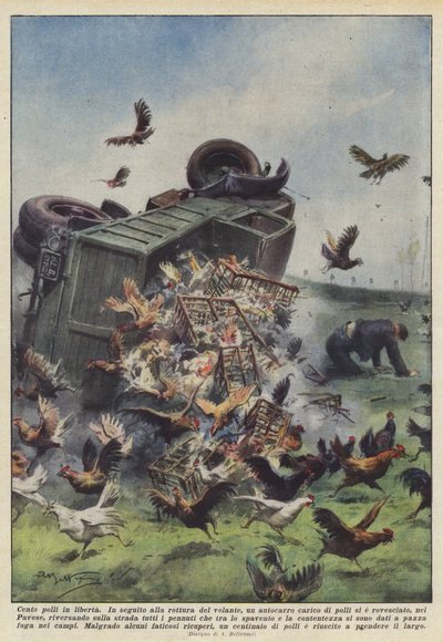 One Hundred Chickens in Freedom by Achille Beltrame