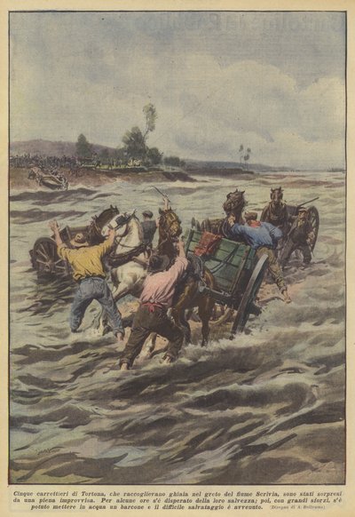 Five Carters from Tortona, Collecting Gravel in the Bed of the Scrivia River... by Achille Beltrame