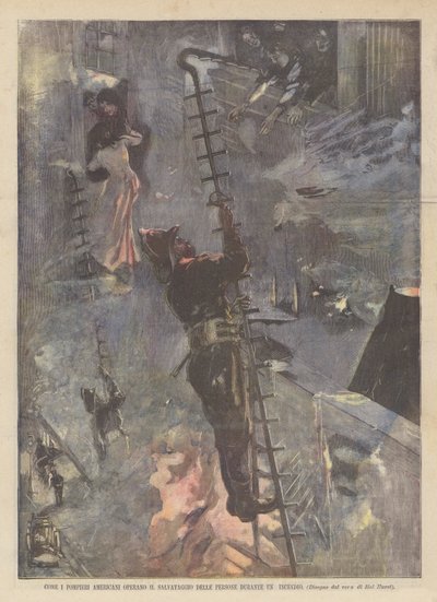 How American Firefighters Rescue People During a Fire by Achille Beltrame