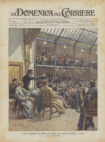 How Strikes Are Organized, a Session at the Chamber of Labor in Milan by Achille Beltrame