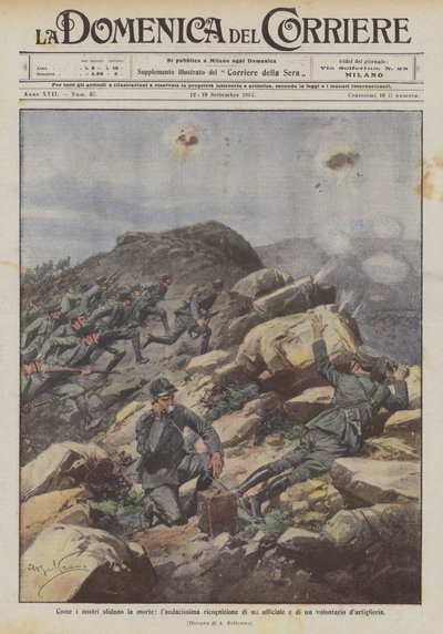How Our Men Defy Death, the Daring Reconnaissance of an Officer and an Artillery Volunteer by Achille Beltrame