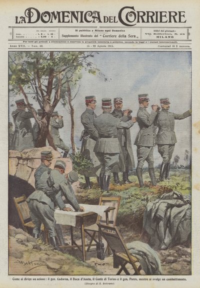 How an Action is Directed, General Cadorna, the Duke of Aosta, the Count of Turin and General Porro by Achille Beltrame