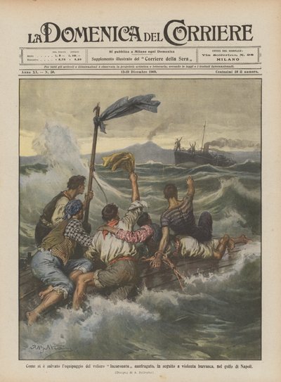How the Crew of the Ship Incoronata Was Saved After Shipwrecking in a Violent Storm by Achille Beltrame