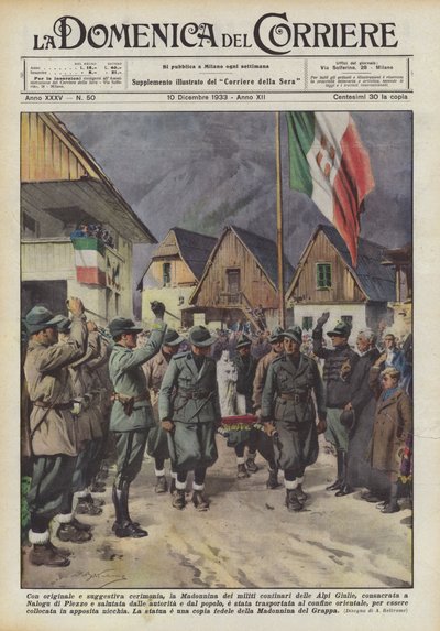 With an Original and Suggestive Ceremony, the Madonna of the Border Guards of the Julian Alps by Achille Beltrame