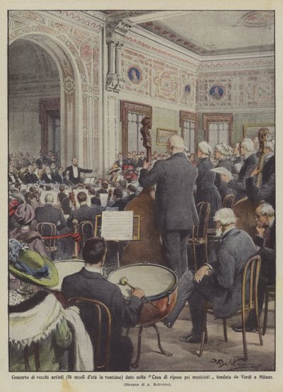 Concert of old artists (16 centuries of age in twenty-two) given in the Rest Home for Musicians by Achille Beltrame