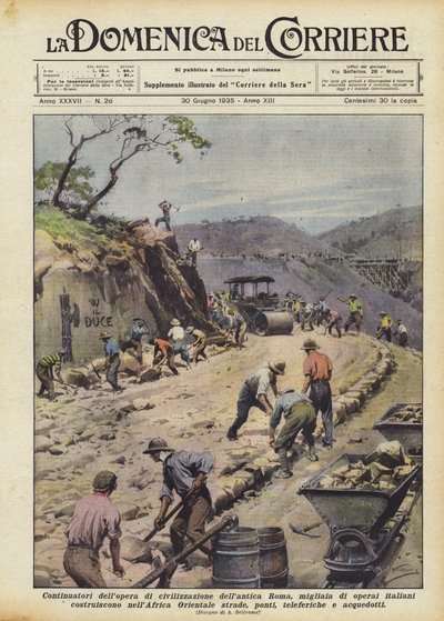Continuators of the Civilizing Work of Ancient Rome, Thousands of Italian Workers by Achille Beltrame