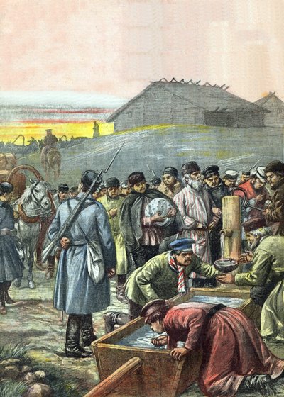 Convoy of Deported Russian Political Prisoners in Transit to Exile in Siberia by Achille Beltrame