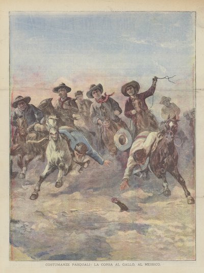 Easter Customs, The Rooster Race in Mexico by Achille Beltrame