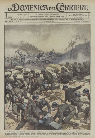 Day and Night the Austrian Command Threw Against the New Italian Line, Which Was Just... by Achille Beltrame