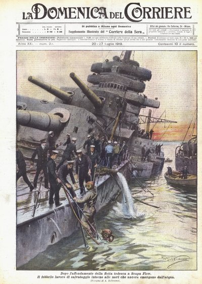 After the Sinking of the German Fleet at Scapa Flow by Achille Beltrame