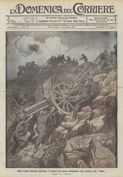 After the Last Offensive on the Carso, the Recovery of Cannons Abandoned by the Austrians in the Sinkholes by Achille Beltrame