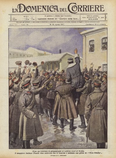 After a Propaganda Speech to the Russian Soldiers of Ochta, the Italian Major Tonelli by Achille Beltrame