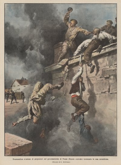 Dramatic escape of prisoners in the governorate of Pensa (Central Russia) ended in a massacre by Achille Beltrame