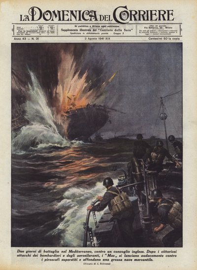 Two Days of Battle in the Mediterranean, Against an English Convoy by Achille Beltrame