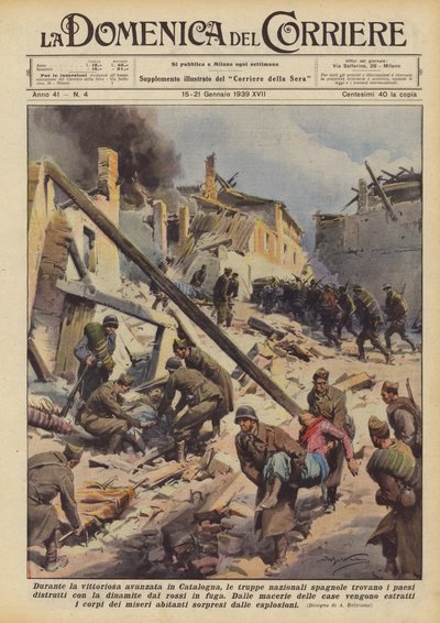 During the Victorious Advance in Catalonia, the Spanish National Troops Find the Villages by Achille Beltrame