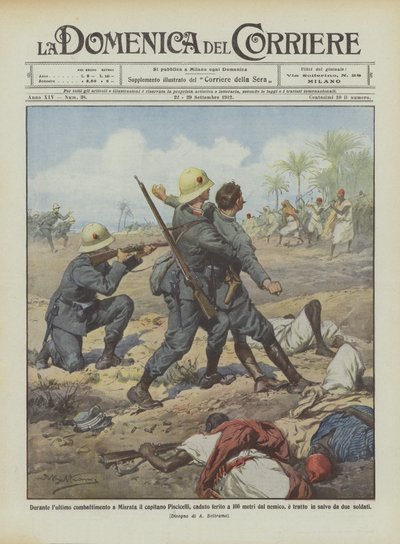 During the last fight in Misrata, Captain Piscicelli, wounded 100 meters from by Achille Beltrame