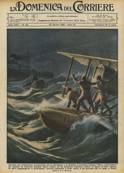 During a Stormy Voyage between Sardinia and Tunisia, the Italian Steamer Duce? by Achille Beltrame
