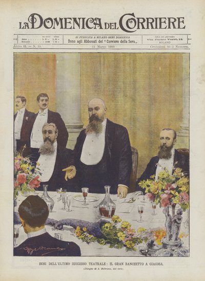 Echoes of the Latest Theatrical Success, The Grand Banquet for Giacosa by Achille Beltrame