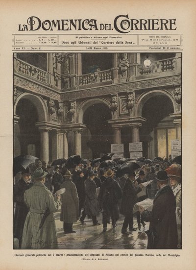 General political elections of March 7, proclamation of the deputies of Milan in the courtyard by Achille Beltrame