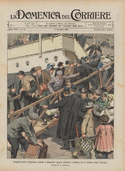 Emigrants Bound for Argentina Forced to Disembark Just After Boarding in Genoa Due to Crew Strike by Achille Beltrame
