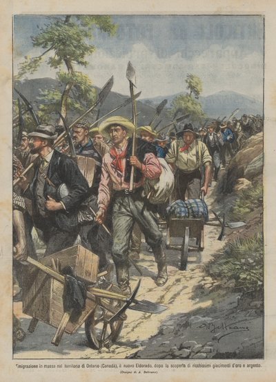 Mass emigration to the Ontario territory (Canada), the new Eldorado, after the discovery by Achille Beltrame