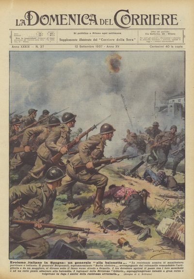 Italian heroism in Spain, a general with a bayonet by Achille Beltrame