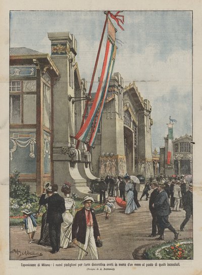 Milan Exhibition, the new pavilions for decorative art erected in less than a month by Achille Beltrame