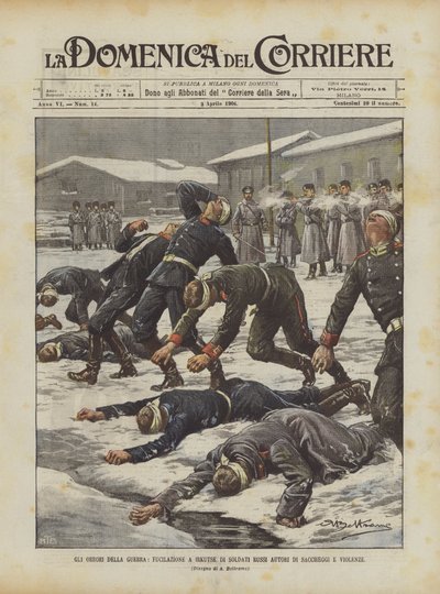 The Horrors of War, Execution in Irkutsk of Russian Soldiers Guilty of Looting and Violence by Achille Beltrame