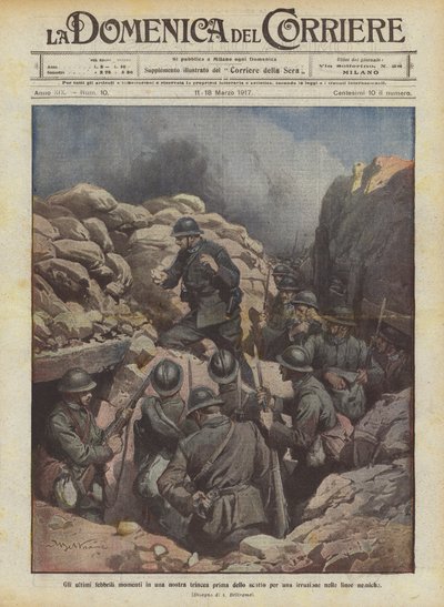 The Last Feverish Moments in Our Trench Before the Rush into Enemy Lines by Achille Beltrame