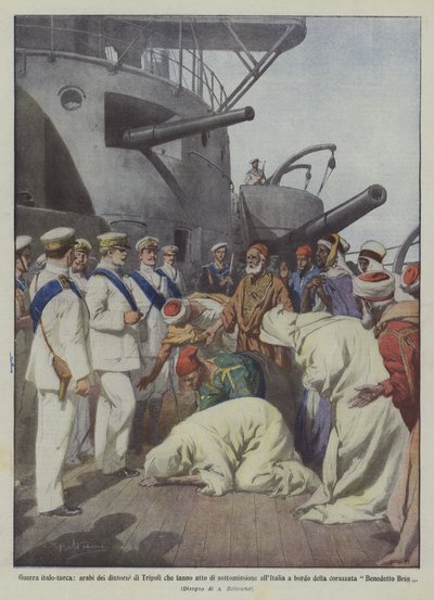 Italo-Turkish War, Arabs from the Surroundings of Tripoli Making an Act of Submission to Italy by Achille Beltrame