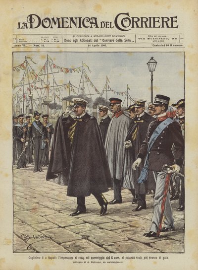 Wilhelm II in Naples, the emperor goes to the royal palace for a gala dinner on the afternoon of the 6th by Achille Beltrame