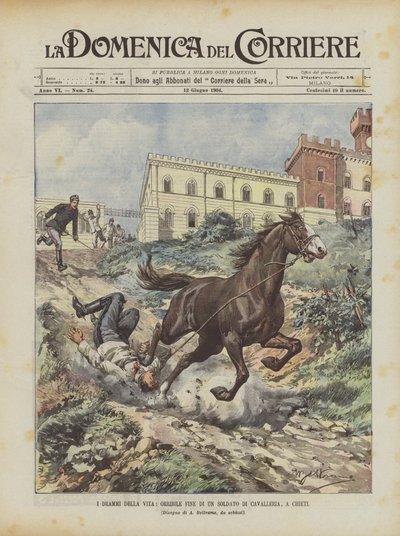 The Dramas of Life, Horrible End of a Cavalry Soldier in Chieti by Achille Beltrame
