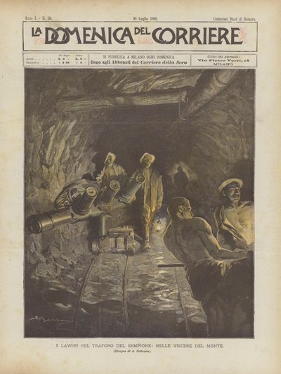 The Works for the Sempione Tunnel, in the Bowels of the Mountain by Achille Beltrame