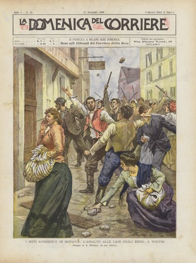 The Anti-Semitic Riots in Moravia, The Assault on Jewish Houses, in Wsetin by Achille Beltrame