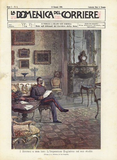 The Sovereigns at Home, Emperor Wilhelm in His Study by Achille Beltrame