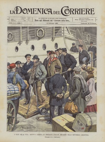 The Defeated of Life, Arrival in Genoa of Italian Emigrants Driven Mad in the Argentine Republic by Achille Beltrame