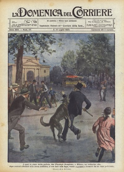 Dogs Assisting the Police by Achille Beltrame