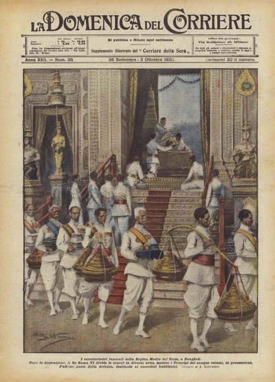 The Characteristic Funerals of the Queen Mother of Siam in Bangkok by Achille Beltrame