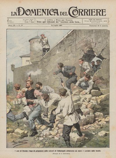 The Cases of Russia, Escape of Prisoners from the Sebastopol Prisons Through a Wall Blown Up by Bombs by Achille Beltrame